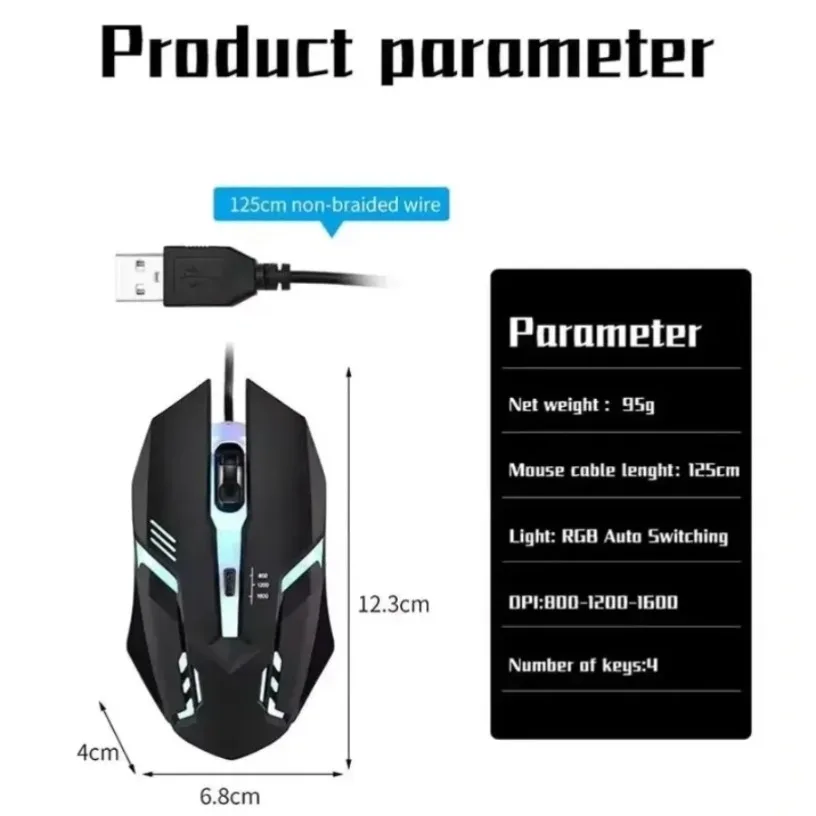 Kolorowa, przewodowa mysz gami – Laptop Mouse recenzja i cena